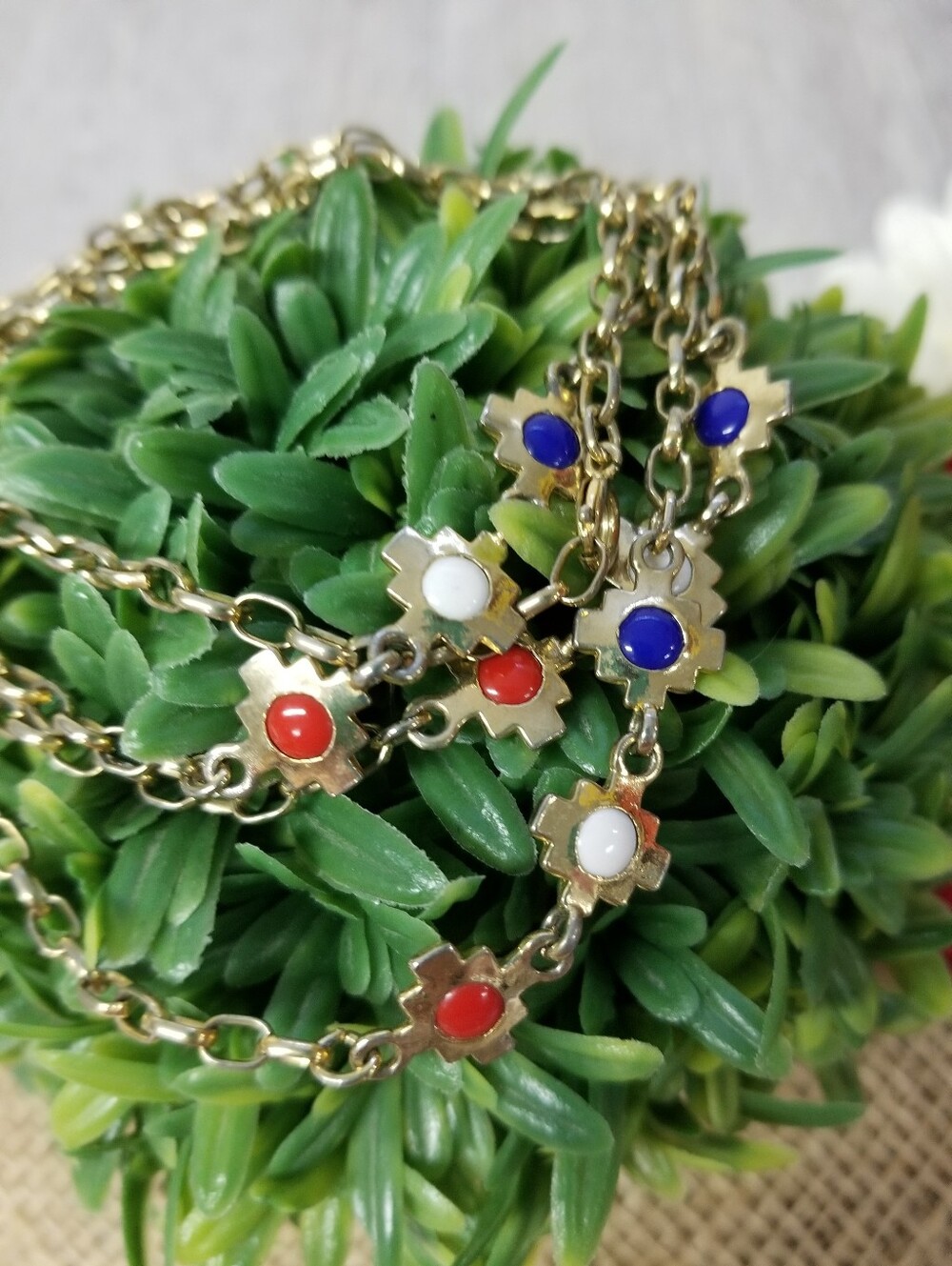 Necklace Featuring Red, White And Blue Accents - Picture 5 of 7